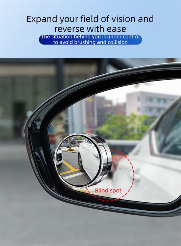 2Pcs Car Blind Spot Mirrors Suction Cup Vacuum Adsorption 360 Adjustable Round Rear View Convex Mirror Waterproof Sliver Frame for Cars SUVs - Image 3