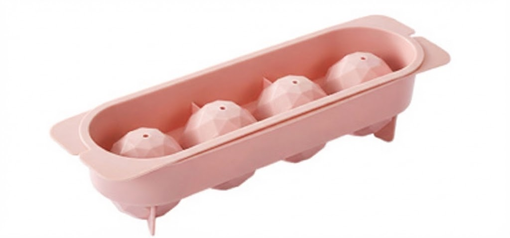 2 PCS Large Diamond Ice Cube Trays with Lids 4 Cavity Geometric Sphere Ice Ball Maker Mould Stackable Hard Plastic for Whiskey Cocktails Pink - Image 1