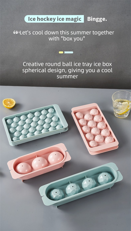 2 PCS Large Diamond Ice Cube Trays with Lids 4 Cavity Geometric Sphere Ice Ball Maker Mould Stackable Hard Plastic for Whiskey Cocktails Pink - Image 2