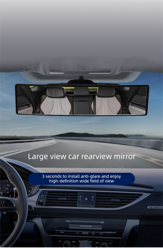 Panoramic Rear View Mirror Car Wide Angle Convex Curve Mirror Anti-Glare Universal Clip-On Interior Rearview Mirror 28.5cm Large Field of Vision - Image 1