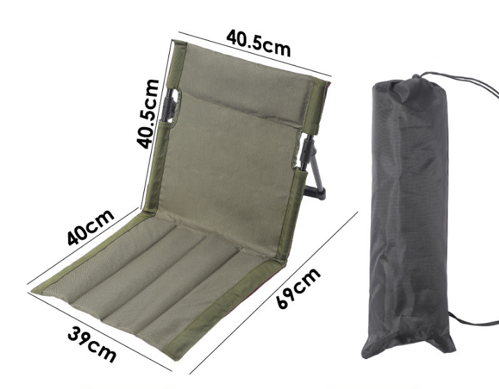 Portable Folding Ground Chair with Back Support Lightweight 500g Padded Stadium Seat Beach Mat for Camping Picnics Festivals - Dark Green - Image 1