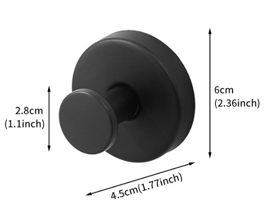 Heavy Duty Stainless Steel Suction Cup Hook Vacuum Wall Hanger Brushed Black No Drill Towel Holder for Bathroom Kitchen & Shower - Waterproof - Image 1