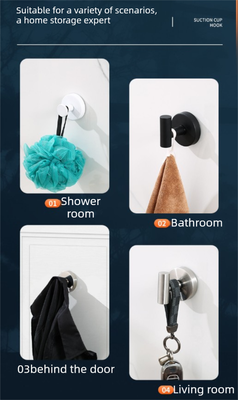 Heavy Duty Stainless Steel Suction Cup Hook Vacuum Wall Hanger Brushed Bright Light No Drill Towel Holder for Bathroom Kitchen & Shower - Waterproof - Image 4