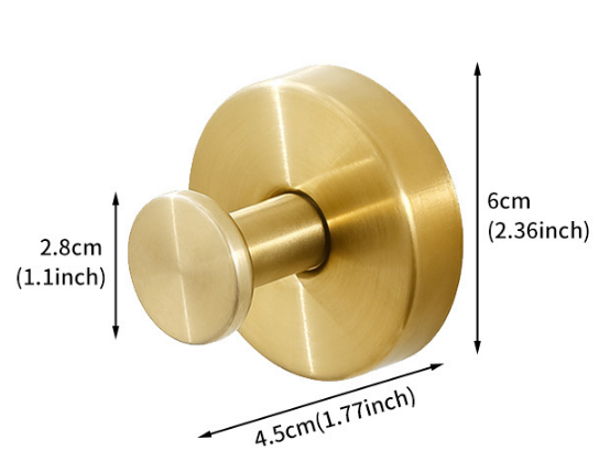 Heavy Duty Stainless Steel Suction Cup Hook Vacuum Wall Hanger Brushed Gold No Drill Towel Holder for Bathroom Kitchen & Shower - Waterproof - Image 1