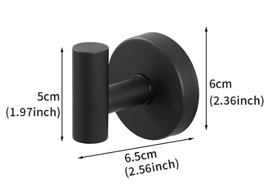Matte Black T-Bar Suction Cup Hook Stainless Steel Vacuum Wall Hanger No Drill Robe Towel Holder for Bathroom Kitchen - Heavy Duty - Image 1