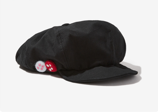 Women's Black Newsboy Cap UPF50+ Sun Protection Cotton Blend Octagonal Beret Hat - Adjustable Breathable Baker Boy Style with Cute Button Detail - Image 1