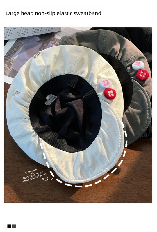 Women's Black Newsboy Cap UPF50+ Sun Protection Cotton Blend Octagonal Beret Hat - Adjustable Breathable Baker Boy Style with Cute Button Detail - Image 3
