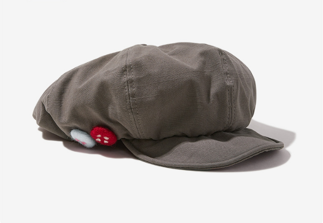 Women's Grey Newsboy Cap UPF50+ Sun Protection Cotton Blend Octagonal Beret Hat - Adjustable Breathable Baker Boy Style with Cute Button Detail - Image 1