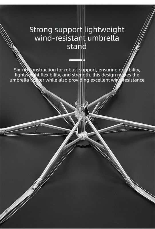 Compact Mini Pocket Umbrella UPF50+ Sun Protection Lightweight Travel Parasol - Windproof 5-Fold Rain Shade with Flat Gold Handle (Quicksand White) - Image 6