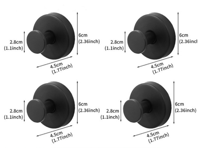 4-Pack Heavy Duty Vacuum Suction Cup Hooks Matte Black - Stainless Steel No-Drill Wall Hangers for Bathroom, Shower & Kitchen (Waterproof) - Image 1