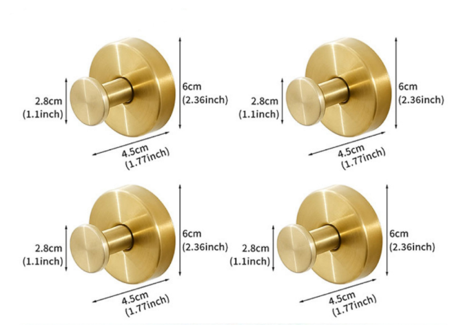 4-Pack Gold Stainless Steel Suction Cup Hooks - Heavy Duty Vacuum No-Drill Wall Hangers for Bathroom, Shower & Kitchen (Luxury Brushed Finish) - Image 1