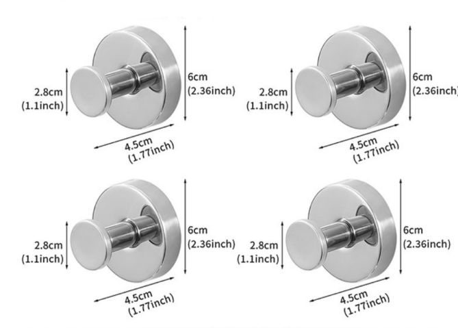4-Pack Polished Stainless Steel Suction Cup Hooks - Heavy Duty Mirror Chrome Finish No-Drill Wall Hangers for Bathroom, Shower & Glass Doors (Waterproof) - Image 1