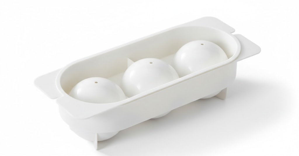 2 PCS Large Round Ice Cube Trays with Lids 3 Cavity Sphere Ice Ball Maker Mould Stackable Hard Plastic Slow Melting for Whiskey Cocktails White - Image 1