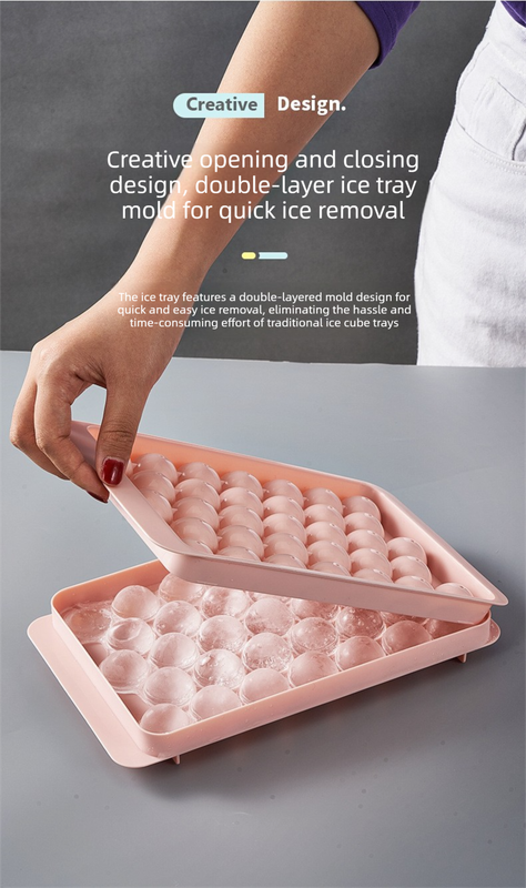 2 PCS Large Round Ice Cube Trays with Lids 3 Cavity Sphere Ice Ball Maker Mould Stackable Hard Plastic Slow Melting for Whiskey Cocktails White - Image 6