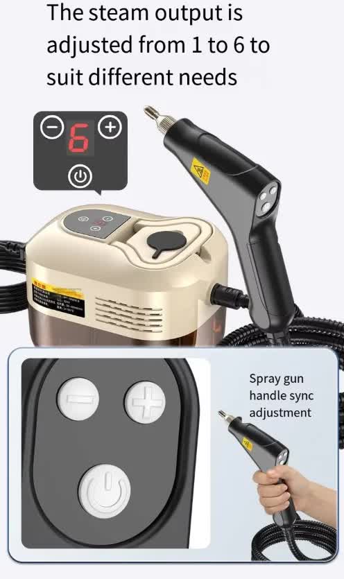 White and Black 1500W High Pressure Steam Cleaner with Digital Display (3.5 BAR) - 1.2L Heavy Duty Steamer for Kitchen Grease, Grout, Car Detailing & Upholstery (AU Plug) - Image 2