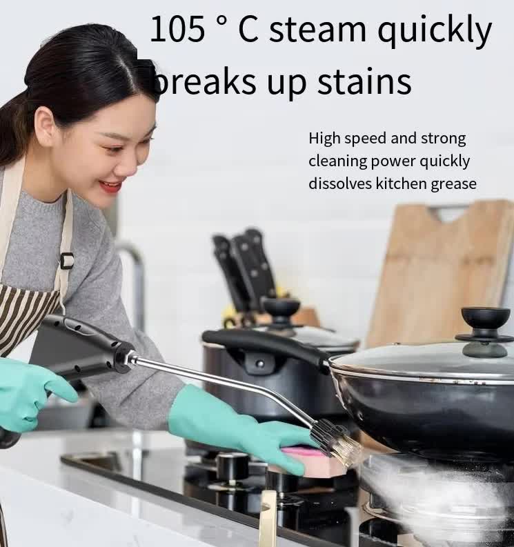 White and Black 1500W High Pressure Steam Cleaner with Digital Display (3.5 BAR) - 1.2L Heavy Duty Steamer for Kitchen Grease, Grout, Car Detailing & Upholstery (AU Plug) - Image 5