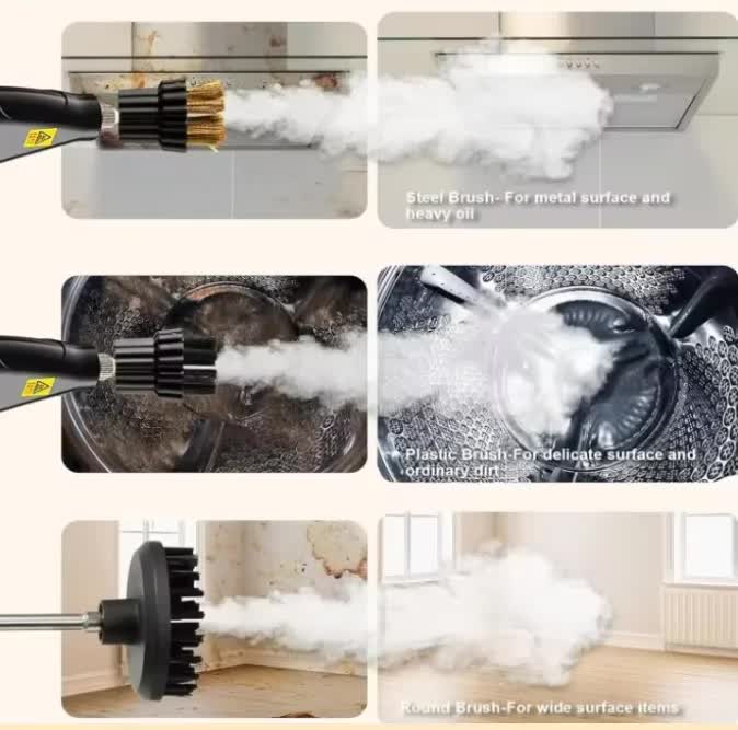 Beige 1500W High Pressure Steam Cleaner with Digital Display (3.5 BAR) - 1.2L Heavy Duty Steamer for Kitchen Grease, Grout, Car Detailing & Upholstery (AU Plug) - Image 3