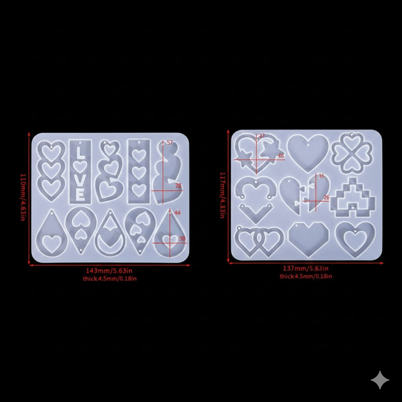 2 Pieces Mother's Day DIY Heart Earring Silicone Molds Set Heart Shaped Pendant Resin Casting Tools for Jewellery Making and Crafts - Image 1