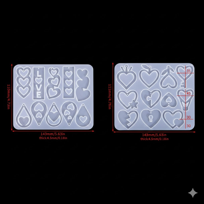 2 Pieces Mother's Day DIY Heart Earring Silicone Molds Set Heart Shaped Pendant Resin Casting Tools for Jewellery Making and Crafts - Image 1
