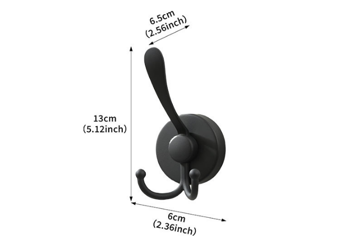 Stainless Steel Vacuum Suction Cup Hook Rack 3-Hook Black Wall Mounted Towel Rail for Bathroom and Kitchen No Drilling Required - Image 1