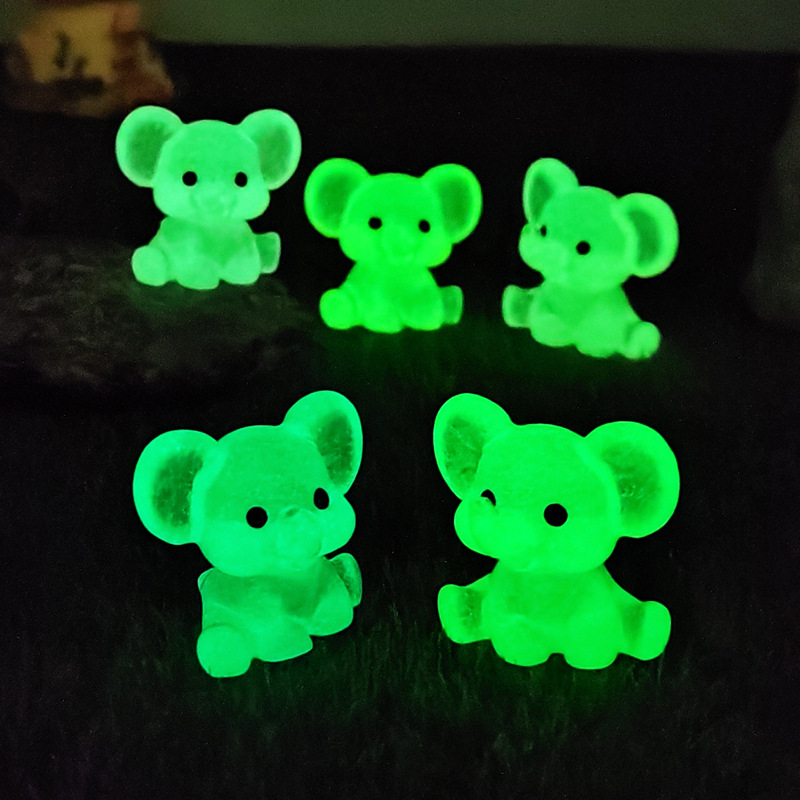 3 PCS Set Mini Luminous Blue Elephant Figurines Split Pose Glow in the Dark Resin Ornaments for Micro Landscape Garden and Desk Decor - Image 2