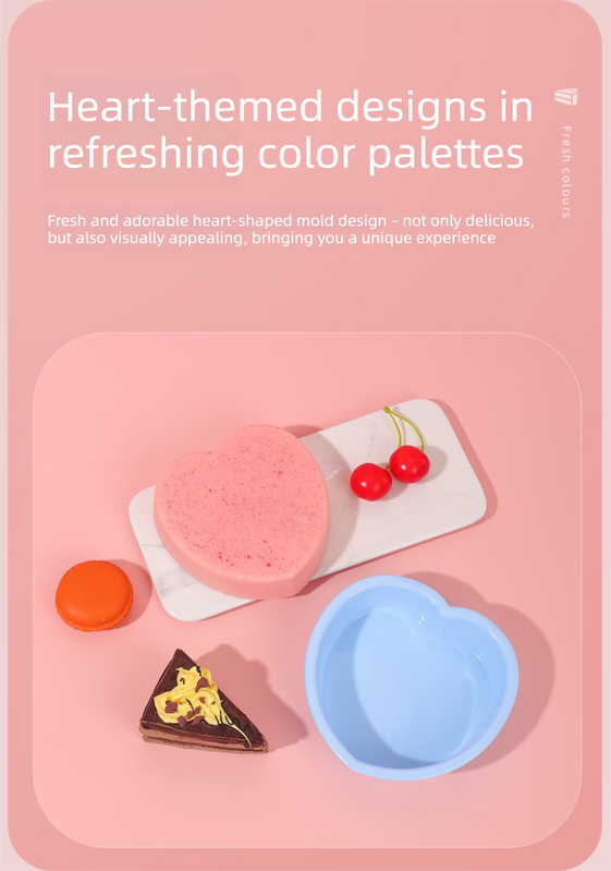 Heart Shaped Silicone Baking Mould - Non-Stick Mousse Cake & Jelly Pan - Easy Release Polished Interior for Valentine's Day Desserts (Serenity Blue, 11.5cm) - Image 3