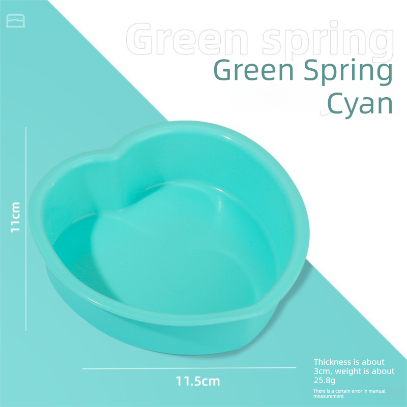 Heart Shaped Silicone Baking Mould - Non-Stick Mousse Cake & Jelly Pan - Easy Release Polished Interior for Valentine's Day Desserts (Green Spring Cyan, 11.5cm) - Image 1