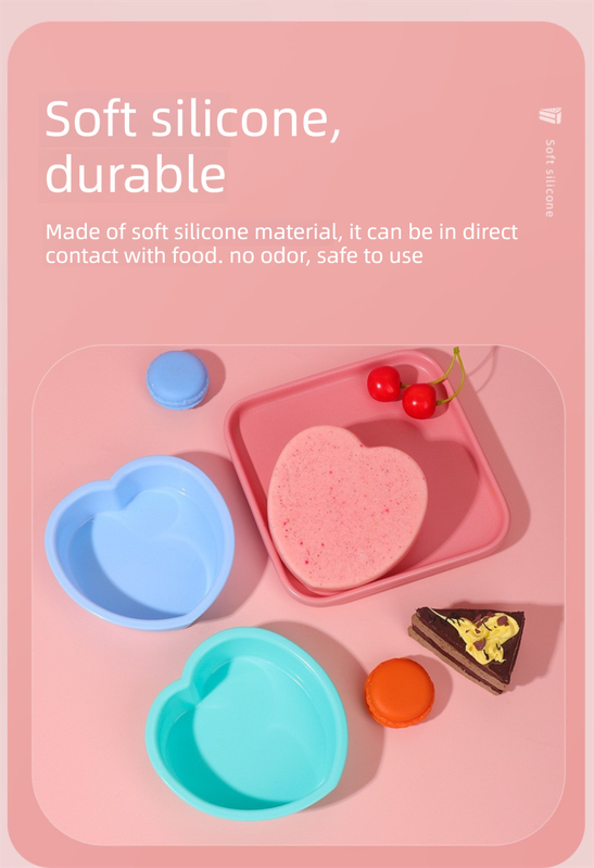 Heart Shaped Silicone Baking Mould - Non-Stick Mousse Cake & Jelly Pan - Easy Release Polished Interior for Valentine's Day Desserts (Green Spring Cyan, 11.5cm) - Image 5