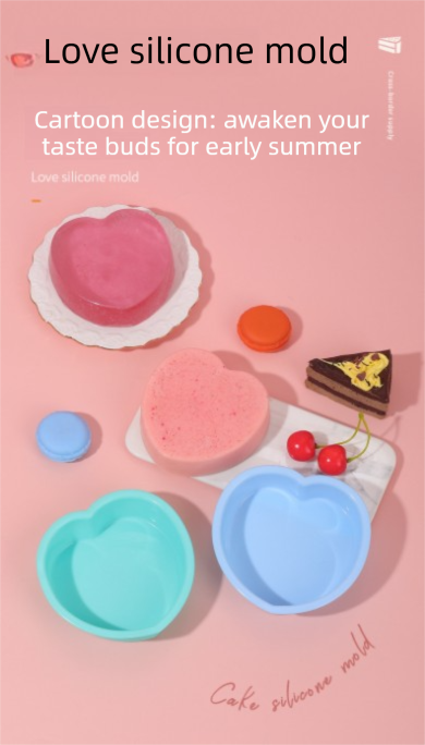 Heart Shaped Silicone Baking Mould - Non-Stick Mousse Cake & Jelly Pan - Easy Release Polished Interior for Valentine's Day Desserts (Green Spring Cyan, 11.5cm) - Image 6