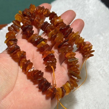 Approx 12mm Irregular Amber Loose Beads - Natural Old Wax Style Honey Nuggets for DIY Jewellery Making - Centre Drilled Chips for Necklaces & Bracelets - Image 1