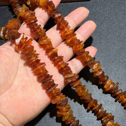 Approx 12mm Irregular Amber Loose Beads - Natural Old Wax Style Honey Nuggets for DIY Jewellery Making - Centre Drilled Chips for Necklaces & Bracelets - Image 4