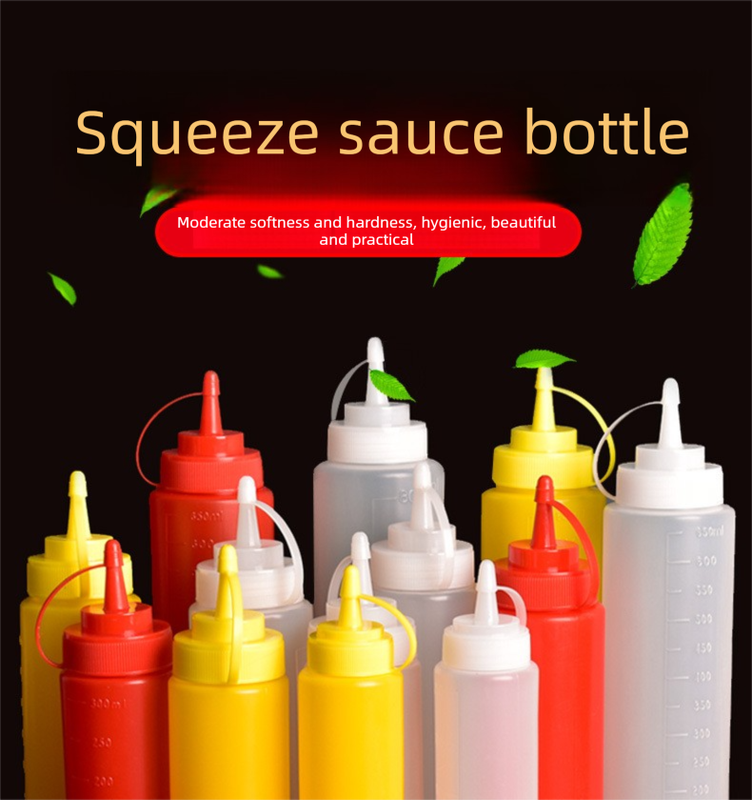 3 PCS Squeeze Sauce Bottles 300ml Plastic Condiment Dispensers for Kitchen BBQ & Cafe Refillable Ketchup Mustard Containers White&Red&Yellow - Image 2
