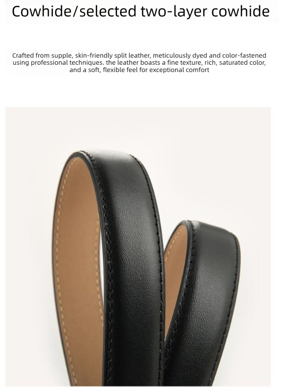 Womens Genuine Leather Belt Black 2.3cm Wide Gold Buckle Waist Strap for Jeans & Dresses Elegant Fashion Accessory - Image 4