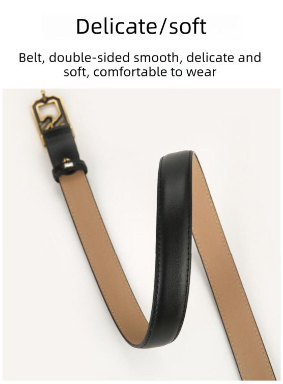 Womens Genuine Leather Belt White C-Shape Gold Buckle Waist Strap for Jeans & Dresses Classic Fashion Accessory - Image 6