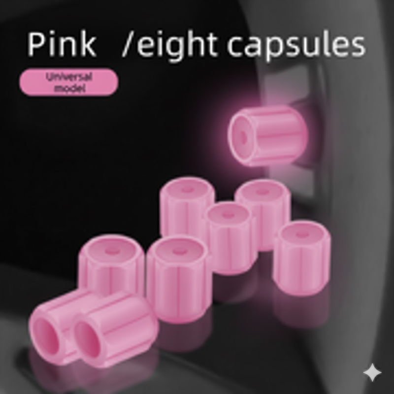 Universal Luminous Tyre Valve Caps 8 PCS Pink Glow in Dark Dust Covers for Cars Motorbikes & Bicycles Easy Install - Image 1