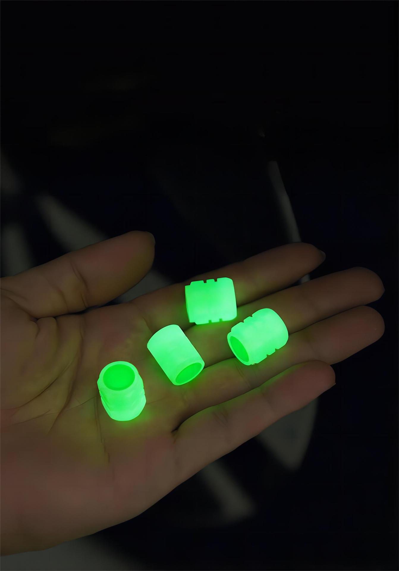 Universal Luminous Tyre Valve Caps 8 PCS Yellow Glow in Dark Dust Covers for Cars Motorbikes & Bicycles Easy Install - Image 4