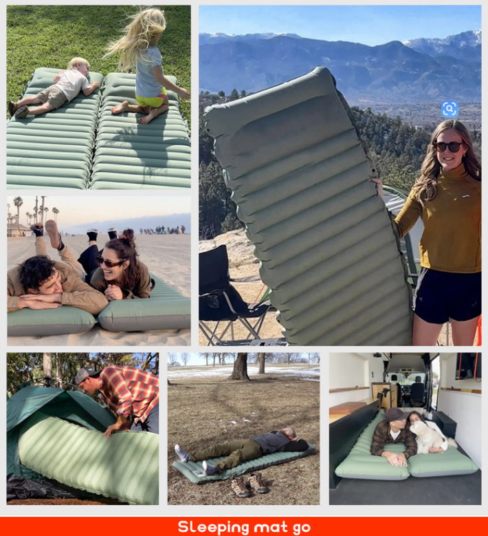 Ultralight TPU Inflatable Camping Mattress 195x70x10cm Portable Press Pump Sleeping Pad Moisture-Proof Outdoor Tent Mat for Hiking Orange - Image 4
