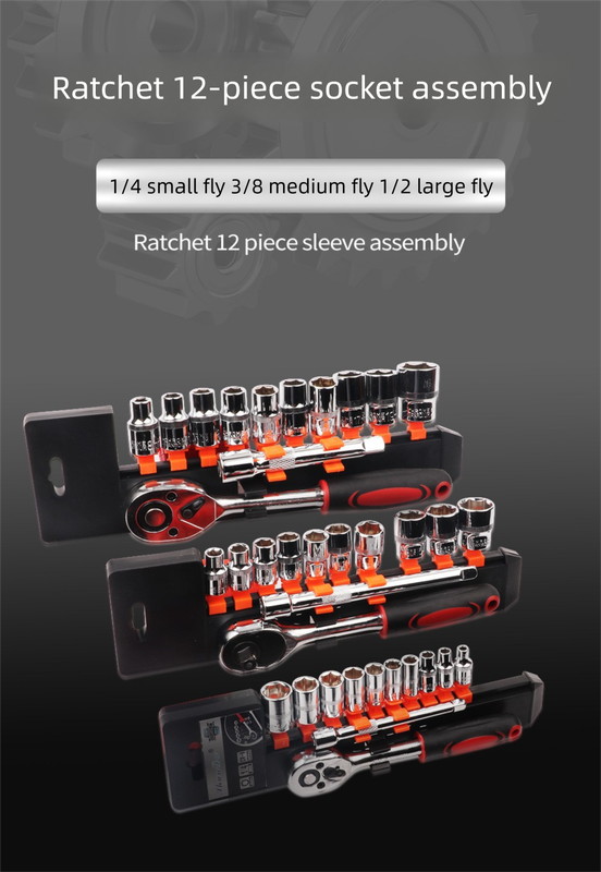 12 Piece 1/4 Inch Drive Ratchet and Metric Socket Wrench Set Professional Mechanics Tool Kit for Automotive Repair and Home DIY Maintenance - Image 2