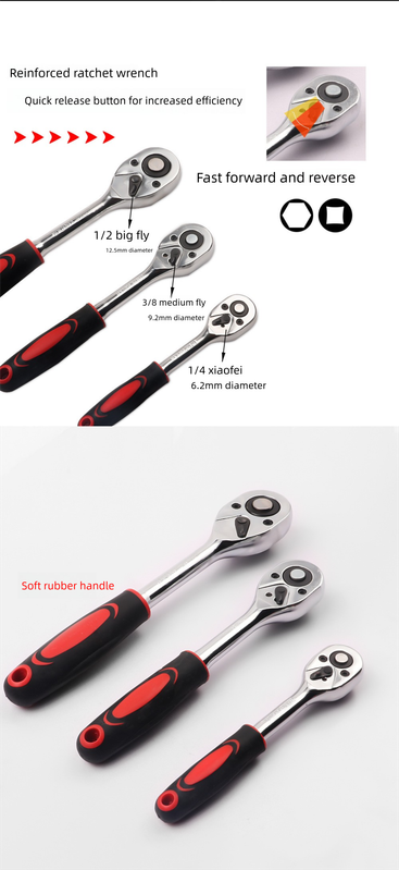 12 Piece 1/4 Inch Drive Ratchet and Metric Socket Wrench Set Professional Mechanics Tool Kit for Automotive Repair and Home DIY Maintenance - Image 4