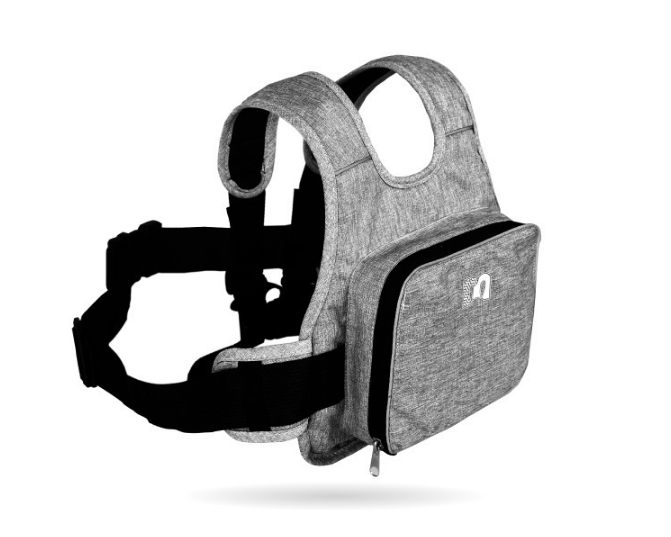 Children Motorcycle Safety Harness for Electric Bike Adjustable Kids Security Strap with Storage Bag Grey Anti-Fall Protection Gear Front and Rear Use - Image 1