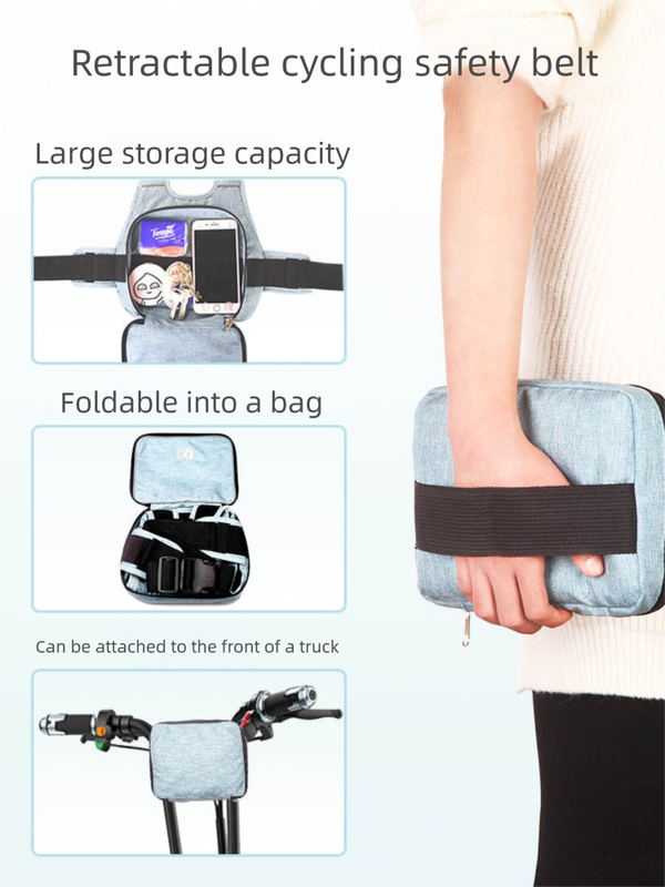 Children Motorcycle Safety Harness for Electric Bike Adjustable Kids Security Strap with Storage Bag Red Anti-Fall Protection Gear Front and Rear Use - Image 2