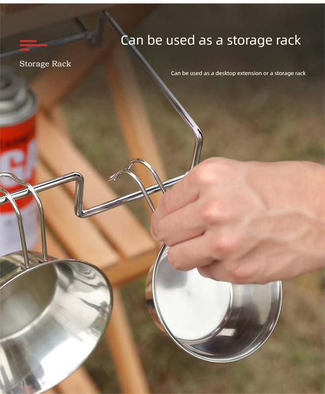 Portable Outdoor Camping Trash Bag Holder Stand Stainless Steel Folding Garbage Bag Rack for Picnic Kitchen and Student Desk Storage Natural - Image 8