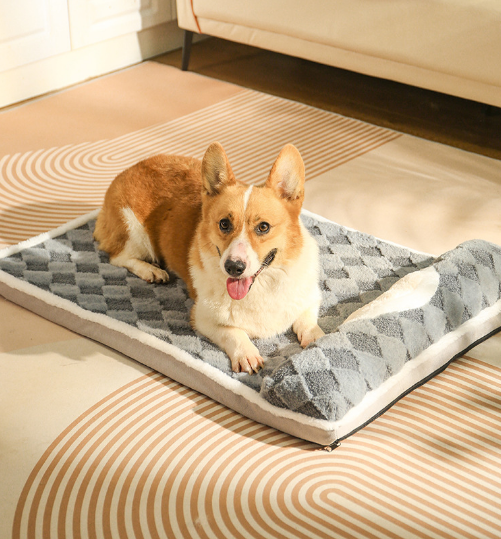 Thickened Soft Pet Bed Mat L Size Grey Comfortable Large Dog Sleeping Pad Washable Cushion for Big Dogs and Cats All Season Use - Image 1