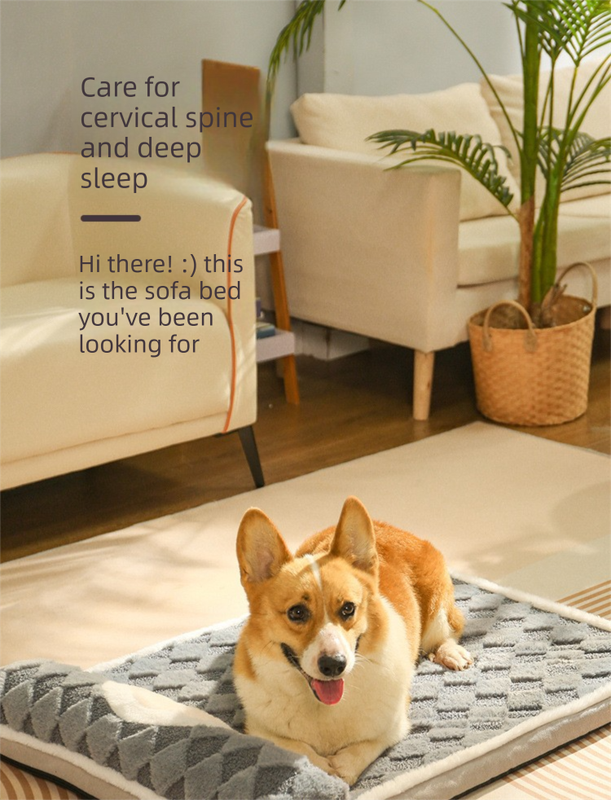 Thickened Soft Pet Bed Mat L Size Grey Comfortable Large Dog Sleeping Pad Washable Cushion for Big Dogs and Cats All Season Use - Image 2