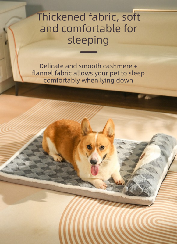Thickened Soft Pet Bed Mat L Size Grey Comfortable Large Dog Sleeping Pad Washable Cushion for Big Dogs and Cats All Season Use - Image 3
