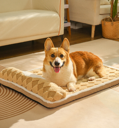 Thickened Soft Pet Bed Mat L Size Coffee-milk Comfortable Large Dog Sleeping Pad Washable Cushion for Big Dogs and Cats All Season Use - Image 1