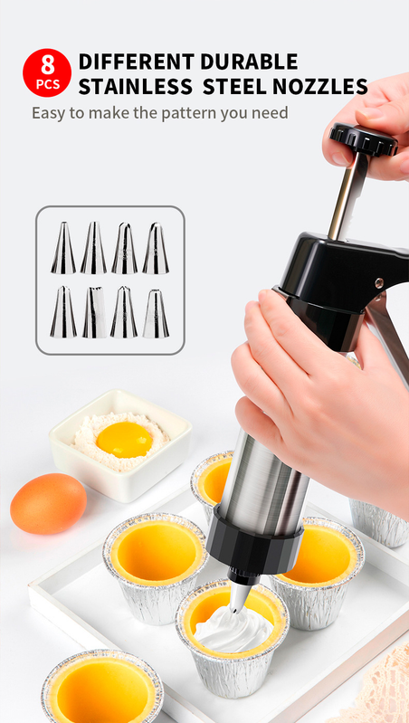 Stainless Steel Cookie Press Maker Kit Black Biscuit Machine with 13 Disc Molds 8 Icing Tips and Sponge Cleaning Brush - Image 3
