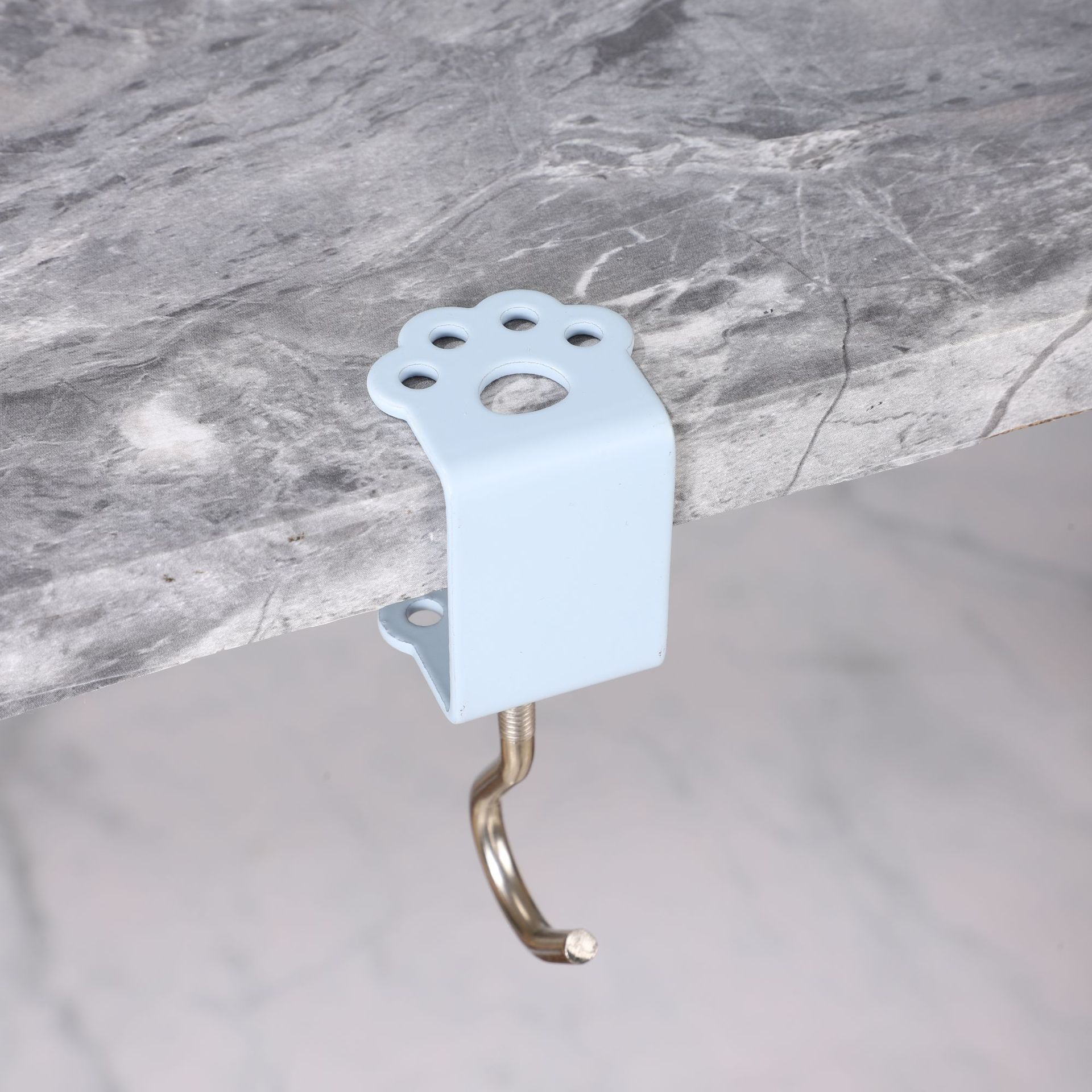 Macaron Paw Table Side Hook 2-Piece Set Adjustable Desk Hanging Clamp No-Drill Portable Bag Hook Light Blue - Image 1