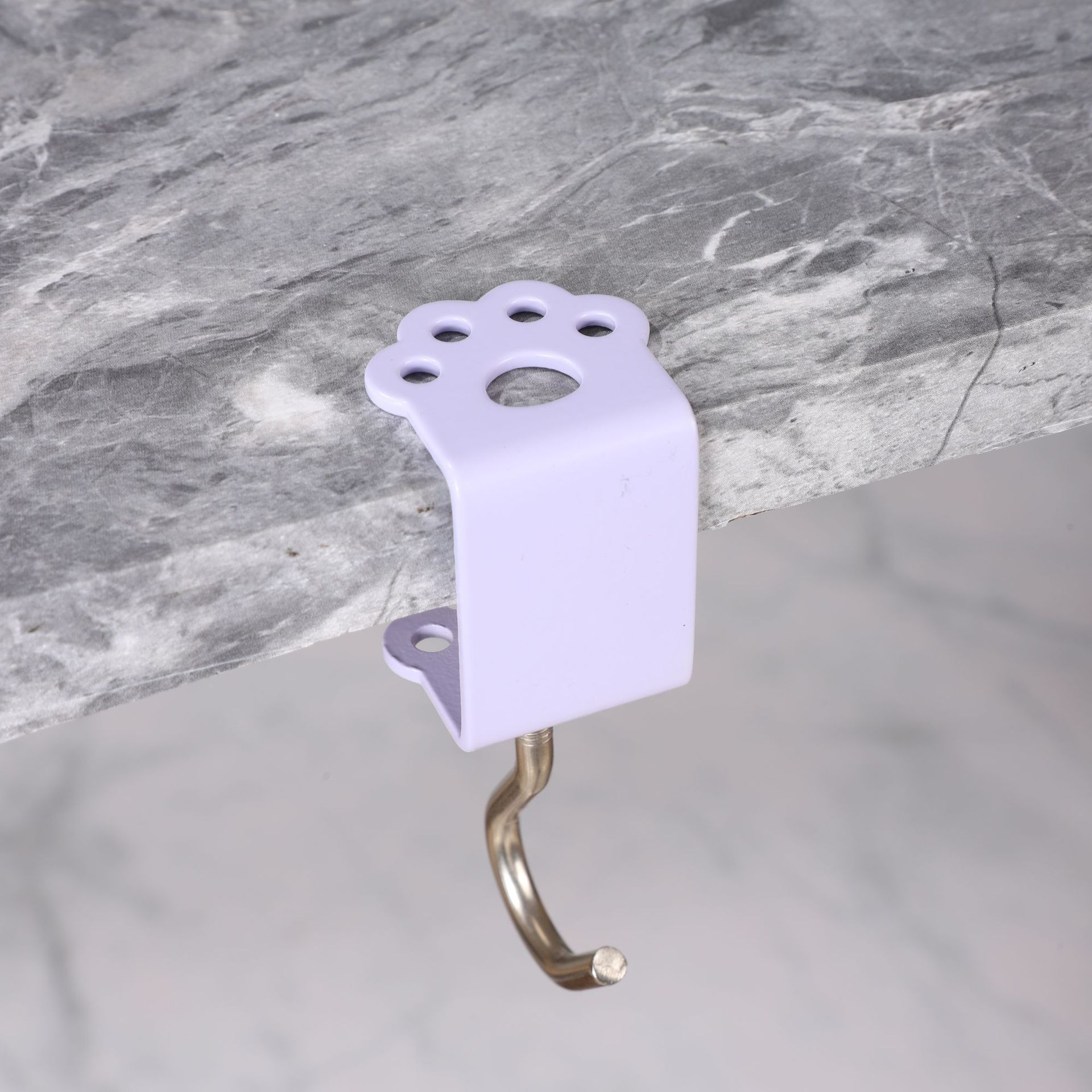 Macaron Paw Table Side Hook 2-Piece Set Adjustable Desk Hanging Clamp No-Drill Portable Bag Hook Light Purple - Image 1