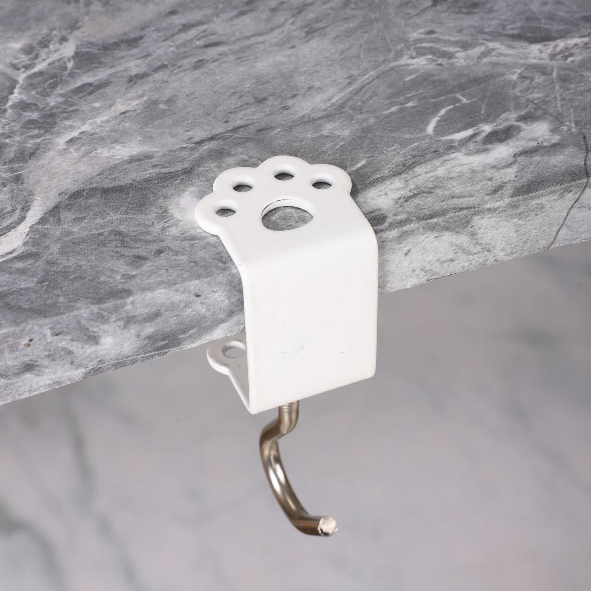 Macaron Paw Table Side Hook 2-Piece Set Adjustable Desk Hanging Clamp No-Drill Portable Bag Hook White - Image 1
